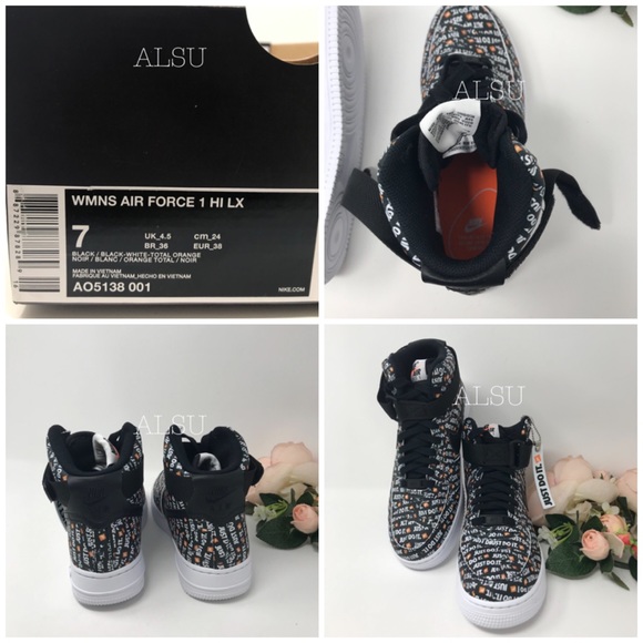 Nike Air Force 1 HI LX Black White Total Orange🍊W - Picture 8 of 8